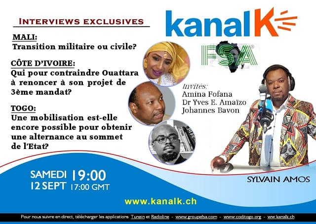 Fenêtre sur l&rsquo;Afrique du 12 septembre 2020 sur radio Kanal K en Suisse