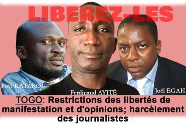 Togo: Restrictions des espaces de liberté d&rsquo;association, de manifestation, de réunion, d&rsquo;expression et d&rsquo;opinions; harcèlement des journalistes.