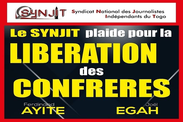 Togo : Le SYNJIT pour la libération des confrères Ferdinand Ayité et Joël Egah