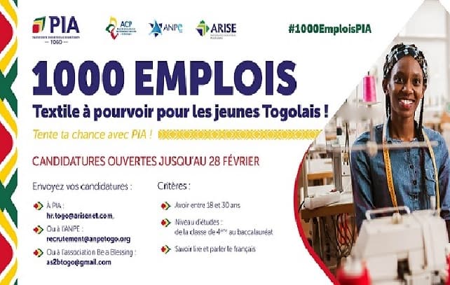 Togo : la PIA lance le recrutement de 1000 jeunes ; voici les conditions
