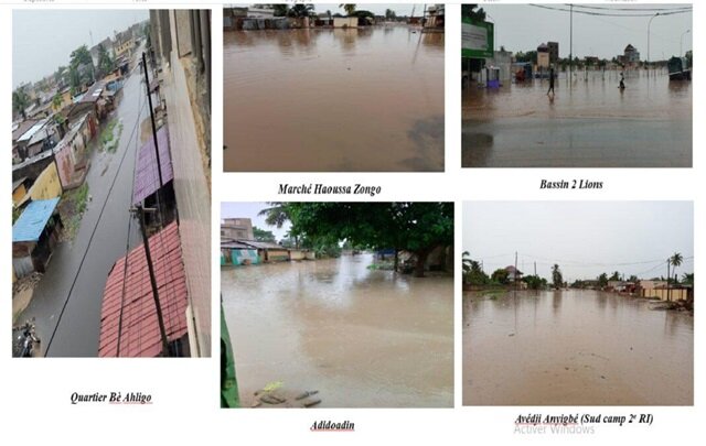 Togo/Pluies torrentielles à Lomé : plusieurs quartiers inondés et des bassins débordés 